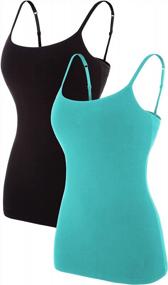 img 4 attached to 2 Pack Women'S Cotton Tank Tops With Spaghetti Straps And Shelf Bra By ATTRACO