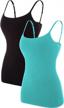 2 pack women's cotton tank tops with spaghetti straps and shelf bra by attraco logo