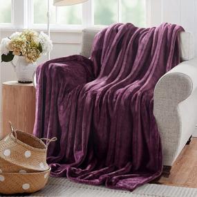 img 3 attached to Soft And Cozy Flannel Fleece All-Season Throw Blanket For Living Room/Bedroom Warmth, 108"X92" King Size, In Elegant Purple