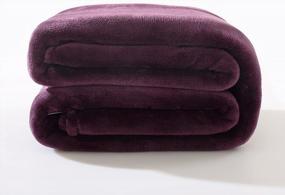 img 4 attached to Soft And Cozy Flannel Fleece All-Season Throw Blanket For Living Room/Bedroom Warmth, 108"X92" King Size, In Elegant Purple
