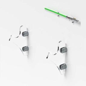 img 4 attached to Display Your Lightsaber In Style With WANLIAN Acrylic Wall Mount Stand - Transparent 1 Pair