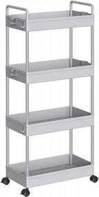 img 4 attached to Gray 4 Tier SOLEJAZZ Rolling Storage Cart - Bathroom Organizer Slide Out Utility Cart, Mobile Shelving Unit Standing Rack For Kitchen, Laundry Room.