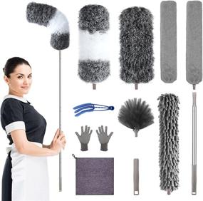 img 4 attached to 🪔 12PCS Bendable Microfiber Feather Duster Set with Extendable Pole 30-100 inches – Reusable, Washable Dusters for Cleaning Ceiling Fan, High Ceilings, Blinds, Furniture & Cars