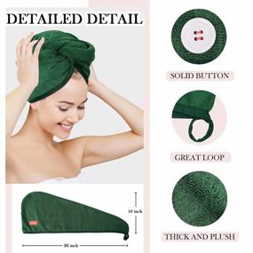 img 2 attached to Ultra Plush Microfiber Hair Towel Wrap 2-Pack: Ultra Absorbent Twist Hair Turban Drying Cap For Women With Curly, Long, And Thick Hair - Emerald