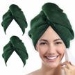 ultra plush microfiber hair towel wrap 2-pack: ultra absorbent twist hair turban drying cap for women with curly, long, and thick hair - emerald logo