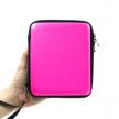 nintendo 2ds case, eva waterproof hard protective carrying cover with hand wrist strap and double zipper - fuchsia logo