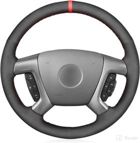 img 4 attached to MEWANTDIY Hand-Stitched Suede Car Steering Wheel Cover For Chevrolet Captiva