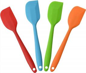 img 4 attached to Non-Stick Silicone Spatulas Set Of 4 - Heat-Resistant, Flexible Rubber Spatulas With Solid Stainless Steel Core - Ideal Cooking Gadget For Baking And More
