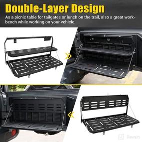 img 3 attached to SUPAREE Jeep Wrangler JL 2018 2019 2020 2021 Double-Layer Tailgate Table with Rear Door Foldable Design: Cargo Shelf Storage, Luggage Holder Carrier