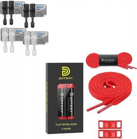 img 4 attached to 2 Pairs Flat Shoe Laces With 2 Metal Shoe Charms And 4 Elastic No Tie Shoelace Sets