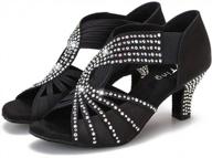 half rhinestones ballroom dance shoes women latin salsa practice wedding indoor crystals footwear 2.5in heels yt05 logo