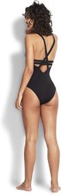 img 2 attached to Seafolly Womens Active Deep V Swimsuit Women's Clothing ~ Swimsuits & Cover Ups