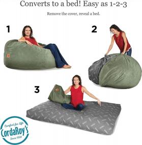 img 3 attached to Queen Size Convertible Chair - CordaRoy'S Chenille Bean Bag To Bed, As Seen On Shark Tank!