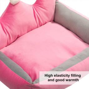 img 1 attached to Plush Self-Warming Pet Sofa Bed For Dogs And Cats With Crown Design In Pink