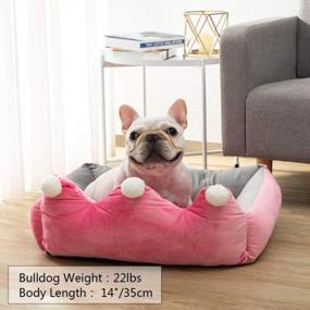 img 3 attached to Plush Self-Warming Pet Sofa Bed For Dogs And Cats With Crown Design In Pink