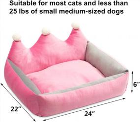 img 2 attached to Plush Self-Warming Pet Sofa Bed For Dogs And Cats With Crown Design In Pink