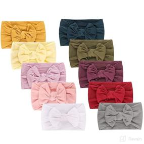 img 4 attached to 🎀 BQUBO 10-Pack Newborn Baby Nylon Headbands with Bows Hair Accessories for Girls