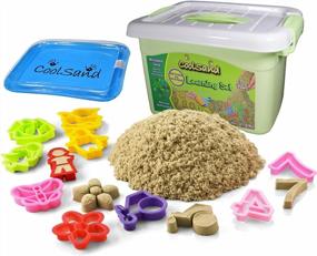 img 4 attached to Get Creative With CoolSand Deluxe Bucket Learning Set - 2 Lbs Moldable Play Sand, Shaping Molds, Inflatable Sandbox & Storage Bucket