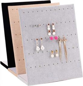 img 1 attached to 30 Pair Earrings Display Holder Organizer - AUTOARK Linen Jewelry Stand AJ-043