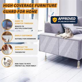 img 2 attached to 🐱 Cat Scratch Furniture Protectors - 10 Pack Self Adhesive Plastic Couch Protectors for Sofa, Door (6 pcs 17"L 12"W + 4 pcs 17"L 6"W) - Anti Cat Scratch Furniture Guards