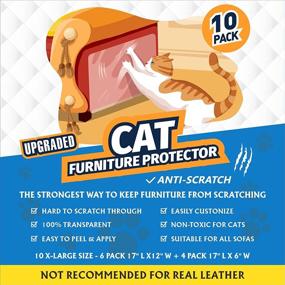 img 4 attached to 🐱 Cat Scratch Furniture Protectors - 10 Pack Self Adhesive Plastic Couch Protectors for Sofa, Door (6 pcs 17"L 12"W + 4 pcs 17"L 6"W) - Anti Cat Scratch Furniture Guards