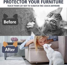 img 3 attached to 🐱 Cat Scratch Furniture Protectors - 10 Pack Self Adhesive Plastic Couch Protectors for Sofa, Door (6 pcs 17"L 12"W + 4 pcs 17"L 6"W) - Anti Cat Scratch Furniture Guards