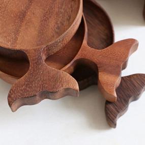 img 1 attached to 2 Pack Wooden Fish Shaped Appetizer Plates - Sauce Dishes With Handle For Coaster, Dessert, Jam, Sushi