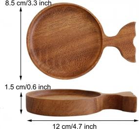 img 3 attached to 2 Pack Wooden Fish Shaped Appetizer Plates - Sauce Dishes With Handle For Coaster, Dessert, Jam, Sushi