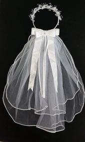 img 1 attached to Rhinestone Center Floral Communion Flower Girls' Accessories - First Communion Veils