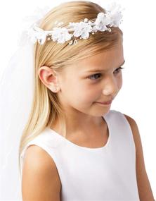 img 3 attached to Rhinestone Center Floral Communion Flower Girls' Accessories - First Communion Veils