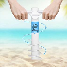 img 1 attached to AMMSUN Beach Umbrella Sand Anchor Stand Holder with Hanging Hook for Most Sizes - Secure Stand in Strong Winds, Umbrella Holder