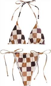img 4 attached to Get Beach Ready With ZAFUL'S High Cut Tie Side Triangle Bikini Set