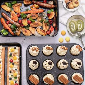 img 1 attached to 🍪 Fit Choice 10-Piece Nonstick Baking Set: Ceramic Coated Black Bakeware for Baking Pan, Cookie Sheet, Cake Pan, Muffins & Pizza