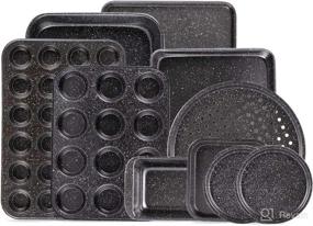 img 4 attached to 🍪 Fit Choice 10-Piece Nonstick Baking Set: Ceramic Coated Black Bakeware for Baking Pan, Cookie Sheet, Cake Pan, Muffins & Pizza