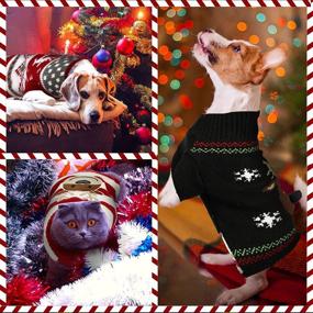 img 3 attached to 🎅 Dog Sweaters for Christmas Halloween, Cute Pattern Puppy Holiday Sweaters with Snow Elk, Reindeer, Snowman, Skull, Elf, Bats, Pumpkins, Turkey, Heart - Small Size. Warm Cosplay Clothes.