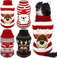 🎅 dog sweaters for christmas halloween, cute pattern puppy holiday sweaters with snow elk, reindeer, snowman, skull, elf, bats, pumpkins, turkey, heart - small size. warm cosplay clothes. логотип