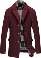 men's wool blend pea coat winter trench business jacket detachable scarf regular fit warm logo