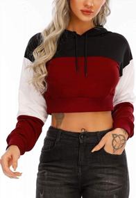 img 4 attached to Women'S Summer Hoodie Pullover Cropped Sweatshirt Long Sleeve Crop Top Workout Casual Cute