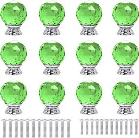 img 4 attached to Green Crystal Glass Cabinet Knobs - Set Of 12, 30Mm Round Shape Drawer Handles With Screws For Kitchen, Dresser, Cupboard And Door