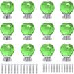 green crystal glass cabinet knobs - set of 12, 30mm round shape drawer handles with screws for kitchen, dresser, cupboard and door logo