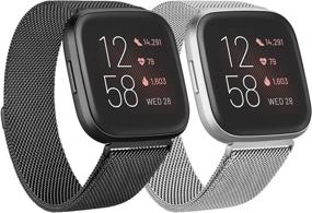 img 4 attached to 📲 Fitbit Versa/Fitbit Versa 2 / Fitbit Versa Lite Metal Bands - 2 Pack | Wellness & Relaxation, App-Enabled Activity Trackers