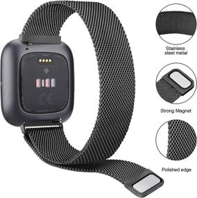 img 3 attached to 📲 Fitbit Versa/Fitbit Versa 2 / Fitbit Versa Lite Metal Bands - 2 Pack | Wellness & Relaxation, App-Enabled Activity Trackers