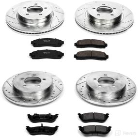 img 1 attached to Enhanced Performance K2722 Brake Pads and Drilled & Slotted Brake Rotors Kit with Z23 Carbon Fiber Technology for Front and Rear