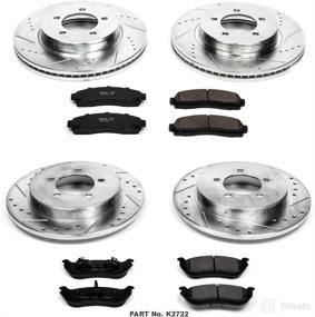 img 2 attached to Enhanced Performance K2722 Brake Pads and Drilled & Slotted Brake Rotors Kit with Z23 Carbon Fiber Technology for Front and Rear