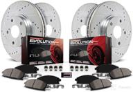 enhanced performance k2722 brake pads and drilled & slotted brake rotors kit with z23 carbon fiber technology for front and rear logo