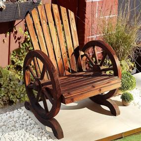 img 2 attached to Set Of 2 Brown Outdoor Wooden Patio Chairs With Wagon Wheel Armrests - PatioFestival Adirondack Wood Knots