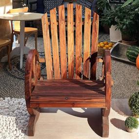 img 1 attached to Set Of 2 Brown Outdoor Wooden Patio Chairs With Wagon Wheel Armrests - PatioFestival Adirondack Wood Knots