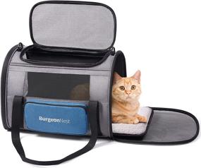 img 4 attached to 🐾 BurgeonNest Cat Carrier: Top-Load Soft-Sided Pet Carrier for Large Cats and Dogs – Escape Proof with 4 Ventilated Windows and Side Bag