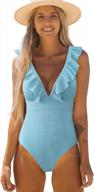 👙 sporlike women's one piece swimsuit: v-neck ruffle bathing suit with padded monokini logo