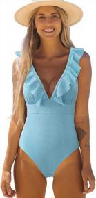 img 4 attached to 👙 SPORLIKE Women's One Piece Swimsuit: V-Neck Ruffle Bathing Suit with Padded Monokini